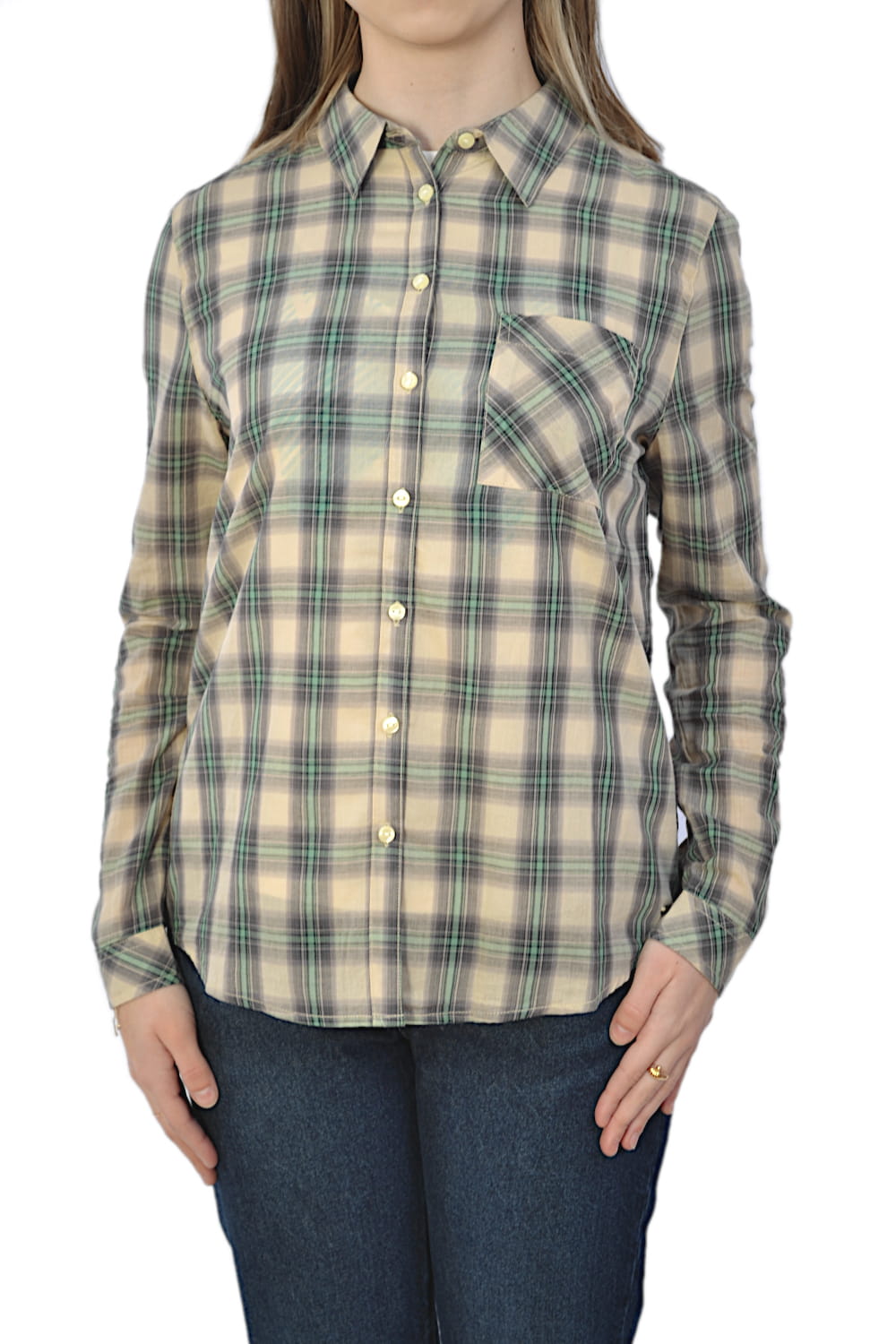 WRANGLER RELAXED 1PKT SHIRT BERYL GREEN KOSZULA DAMSKA KRATKA