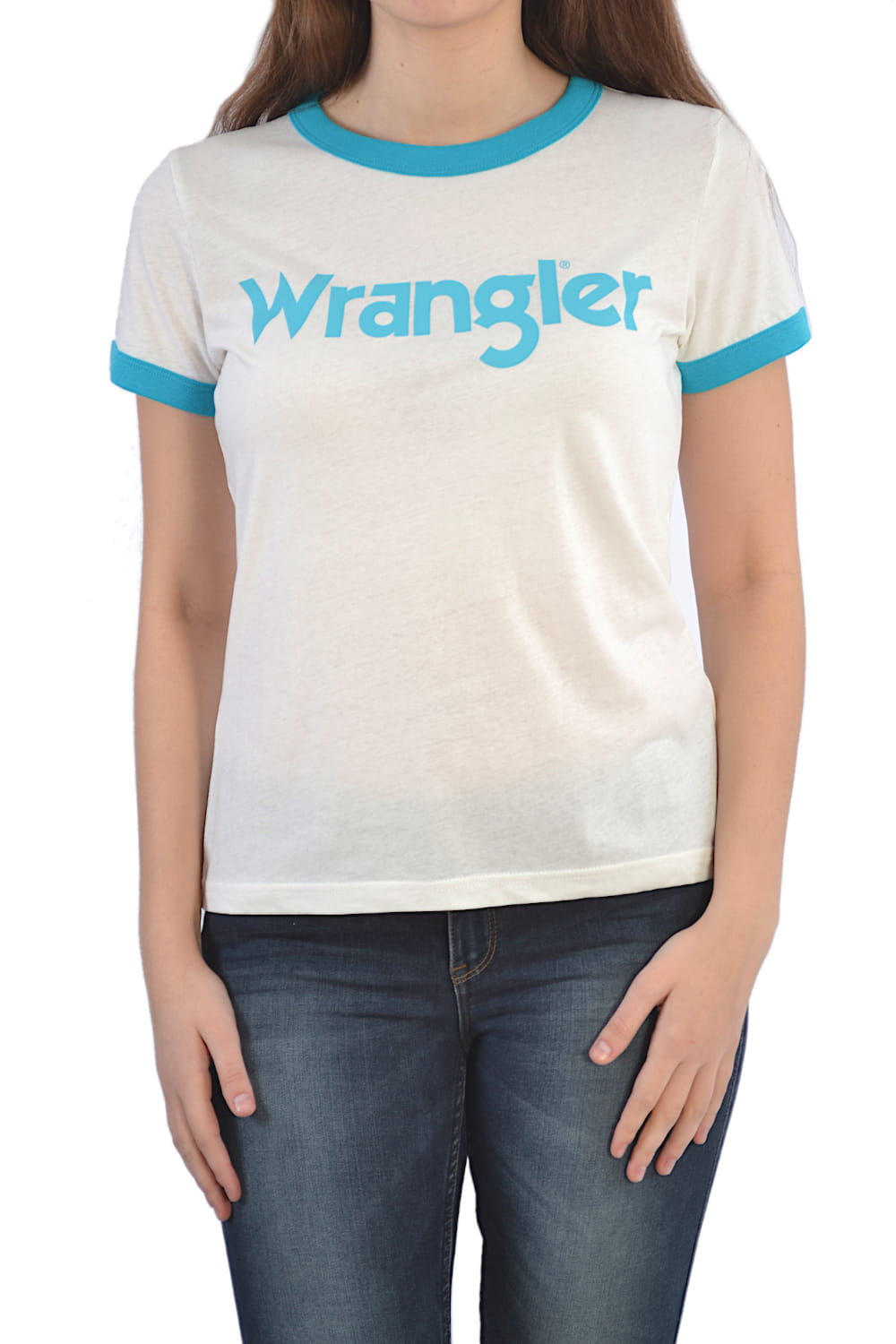 WRANGLER RINGER TEE OFF WHITE LOGO T-SHIRT DAMSKI
