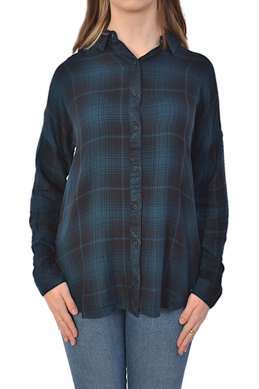 WRANGLER L/S BIKER CHECK SHIRT POND PETROL KOSZULA DAMSKA KRATKA