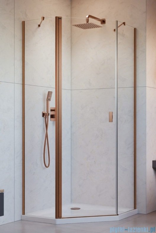 Radaway Nes Brushed Copper Ptj kabina pięciokątna 80x90cm lewa miedź szczotkowana 10052000-93-01L/10052600-93-01