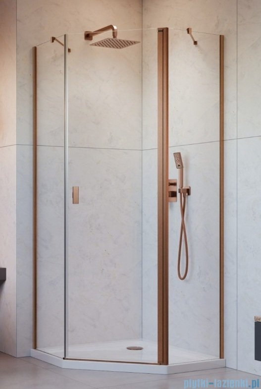 Radaway Nes Brushed Copper Ptj kabina pięciokątna 90x100cm prawa miedź szczotkowana 10052000-93-01R/10052800-93-01
