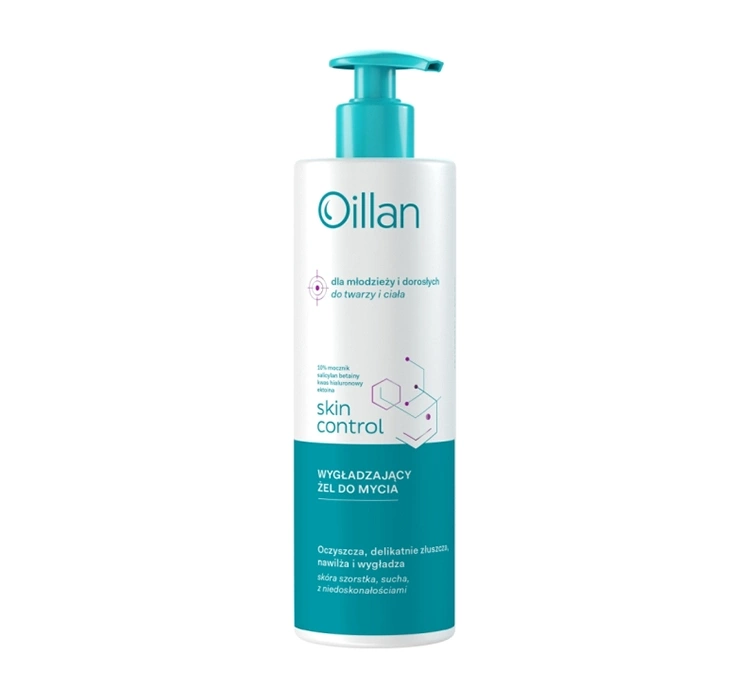 Oillan Skin Control wygładzający żel do mycia ciała i twarzy z 10% mocznikiem dla młodzieży i dorosłych 400 ml