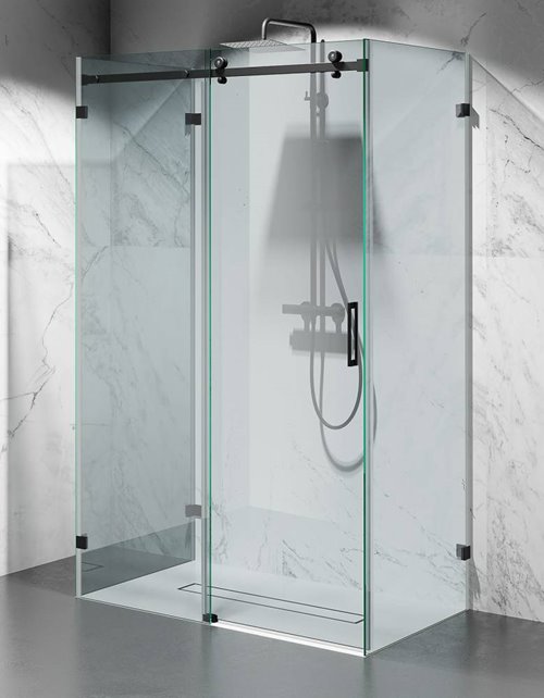 Swiss Liniger Kabina prysznicowa trójścienna 140x80x80 cm szkło 8mm profile czarne matowe CV20P140x80BT