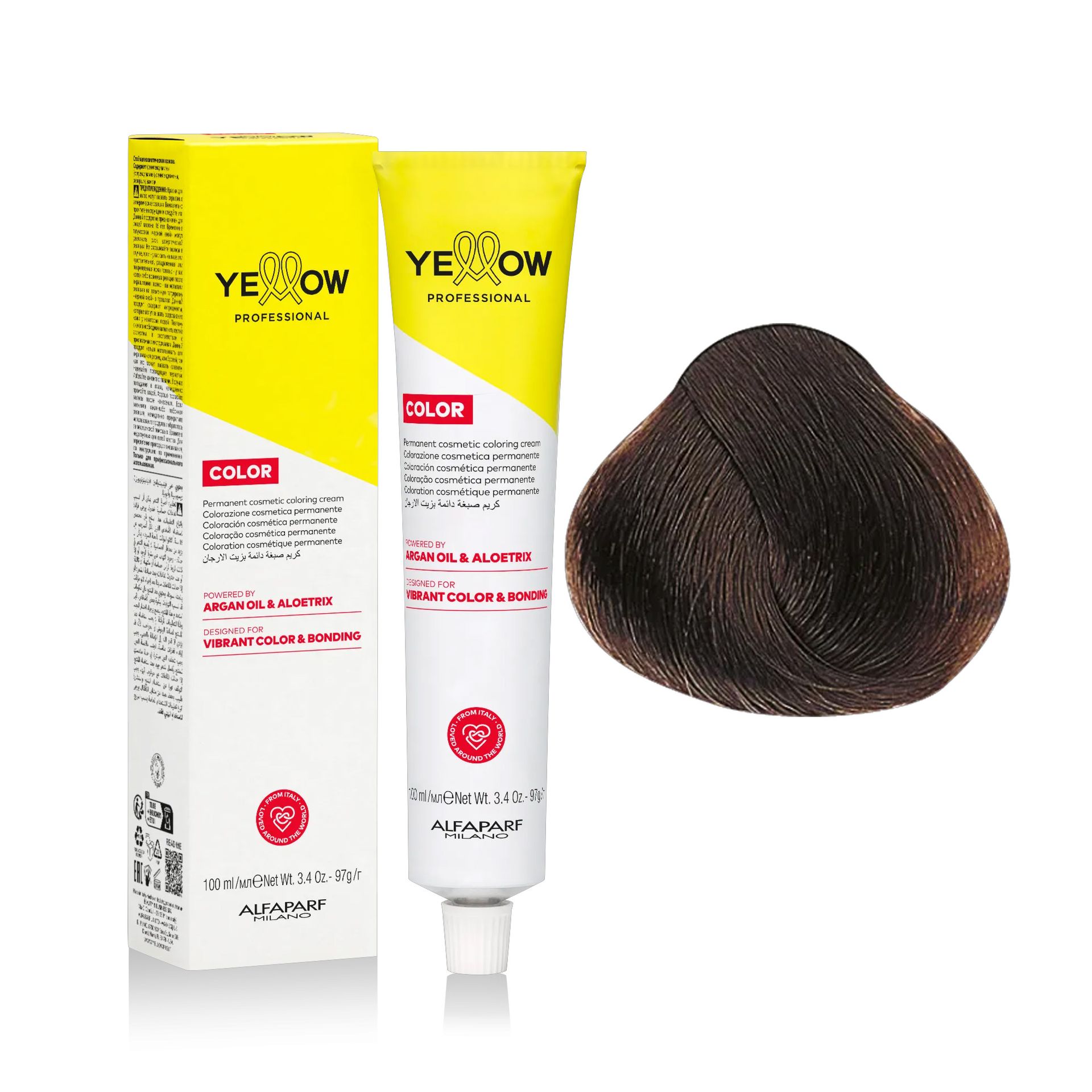 Yellow Professional Color Permanent, farba do włosów, 7.32, 100ml