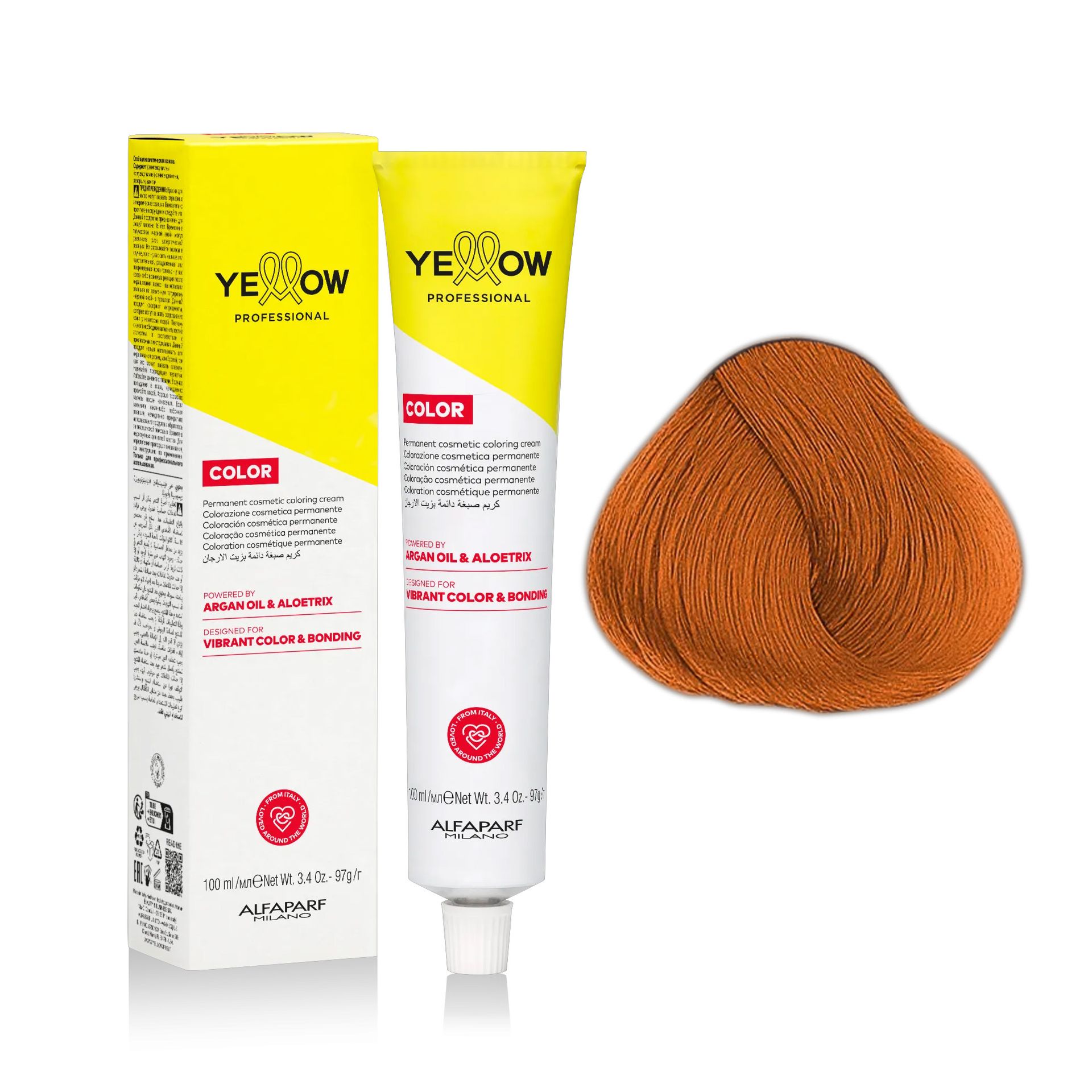Yellow Professional Color Permanent, farba do włosów, 8.44+, 100ml