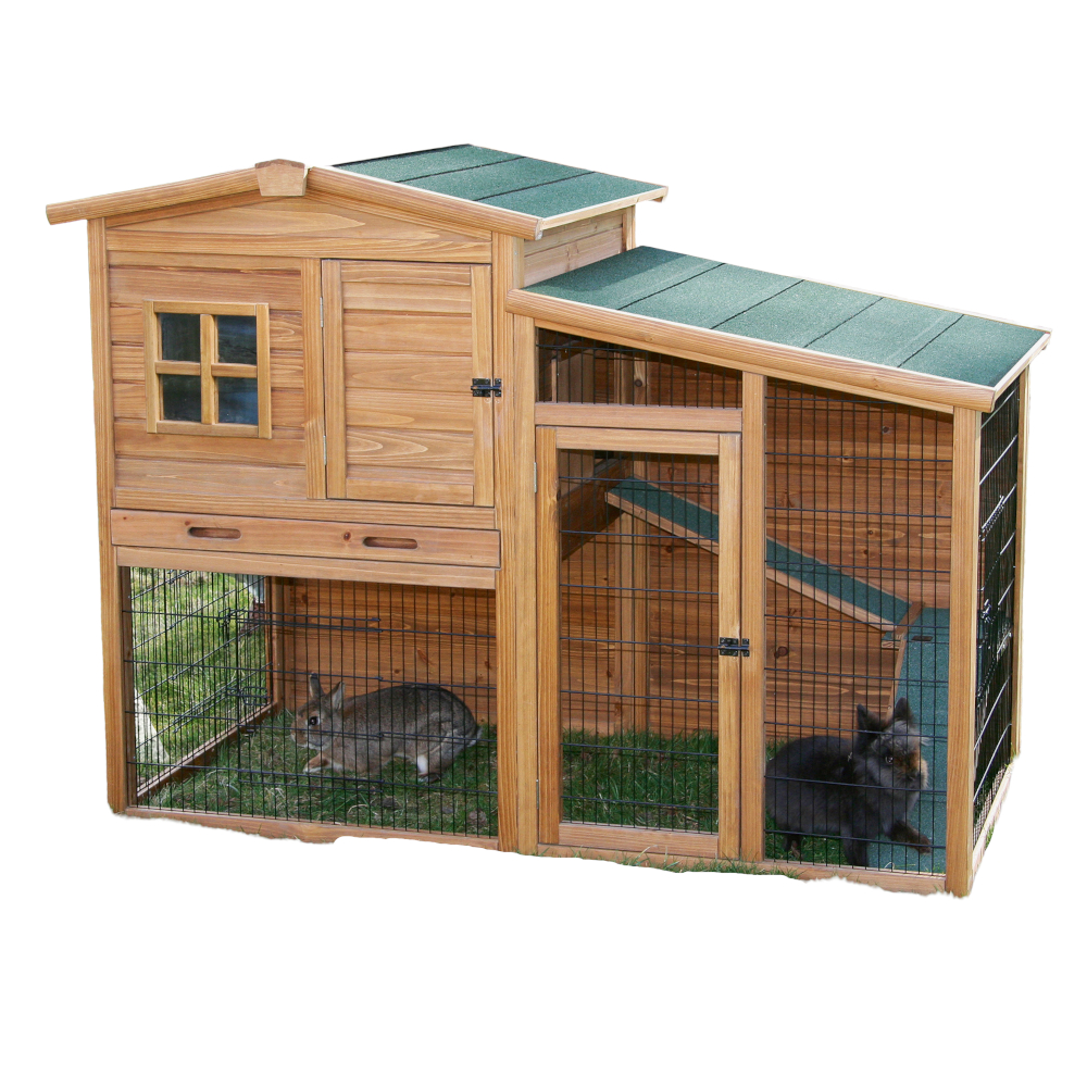 Kerbl Pet klatka dla małych zwierząt Fortuna z wybiegiem zewnętrznym - Dł. x szer. x wys.: 220 x 115 x 75 cm (2 paczki*)