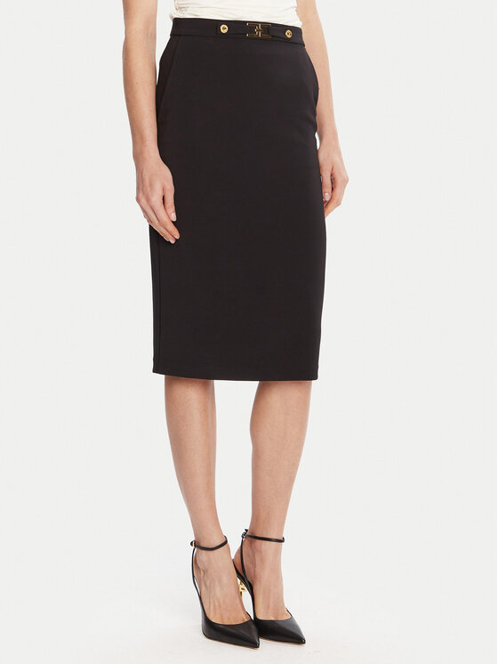 Elisabetta Franchi Spódnica ołówkowa GO-137-56E2-V320 Czarny Regular Fit