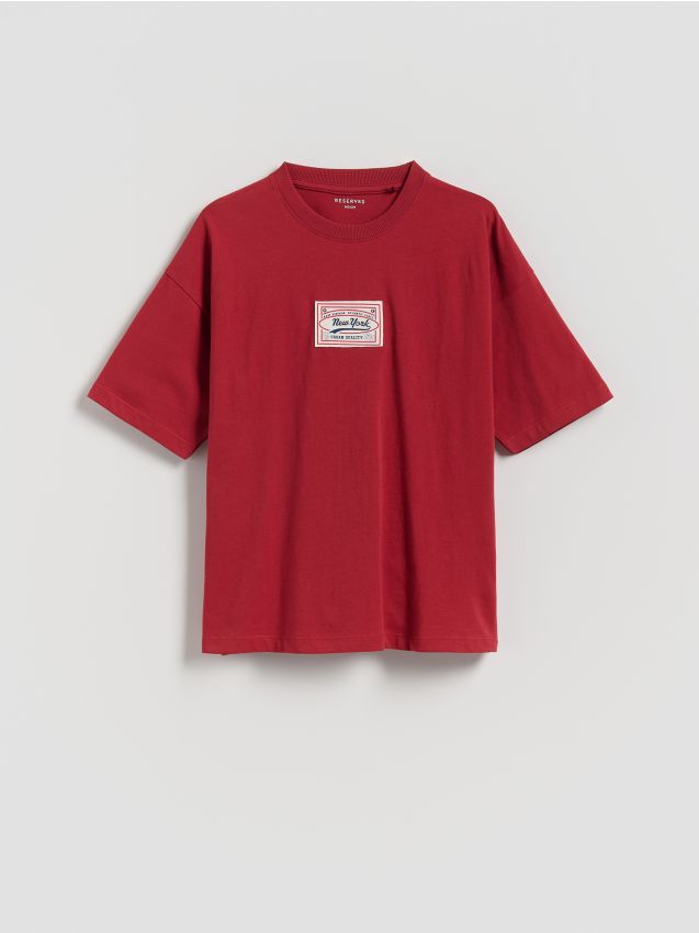 Reserved - T-shirt z naszywką - czerwony
