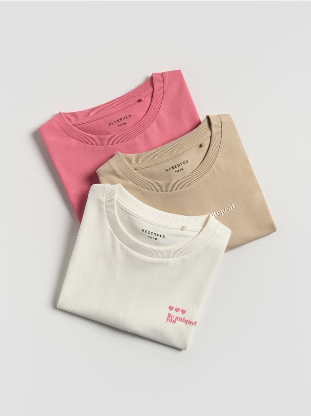 Reserved - Bawełniany t-shirt 3 pack - wielobarwny