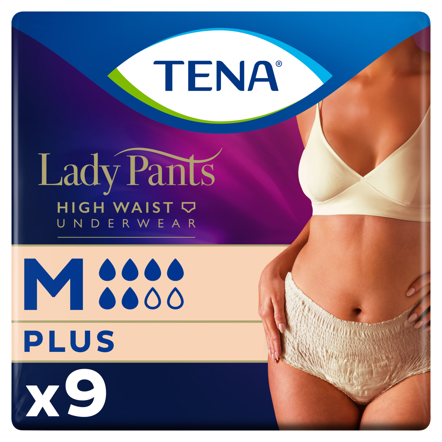 Tena Lady Pants Creme, majtki chłonne, rozmiar M, 75-105 cm, Plus, 9 sztuk