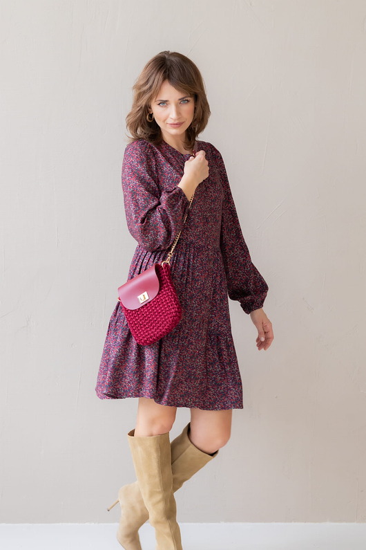 Mini Elegant Bag - bordo ze złotym łańcuszkiem