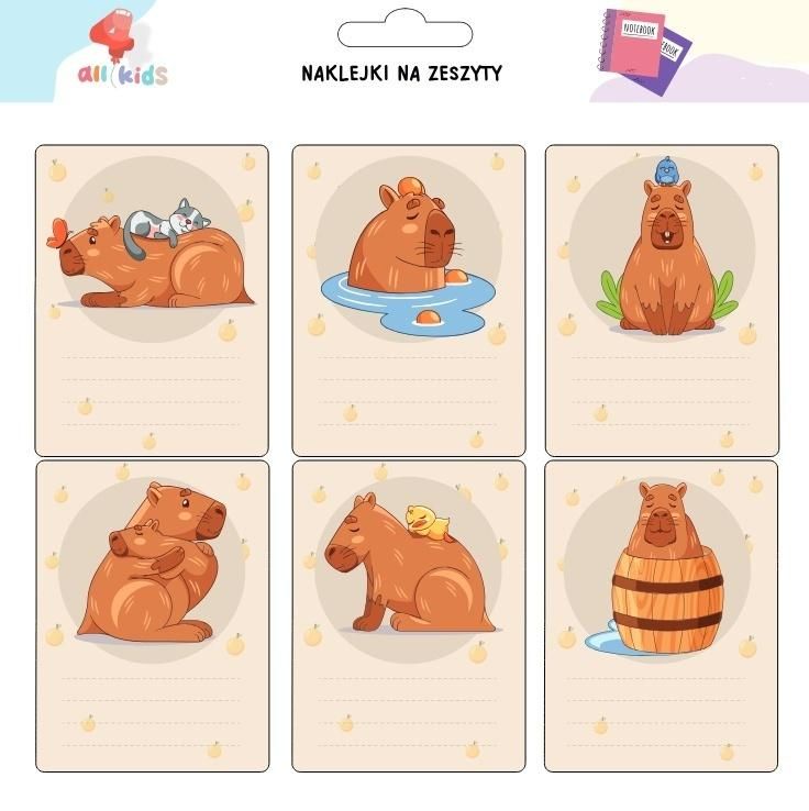 All4Kids Naklejki na szafkę i zeszyt Kapibara 1