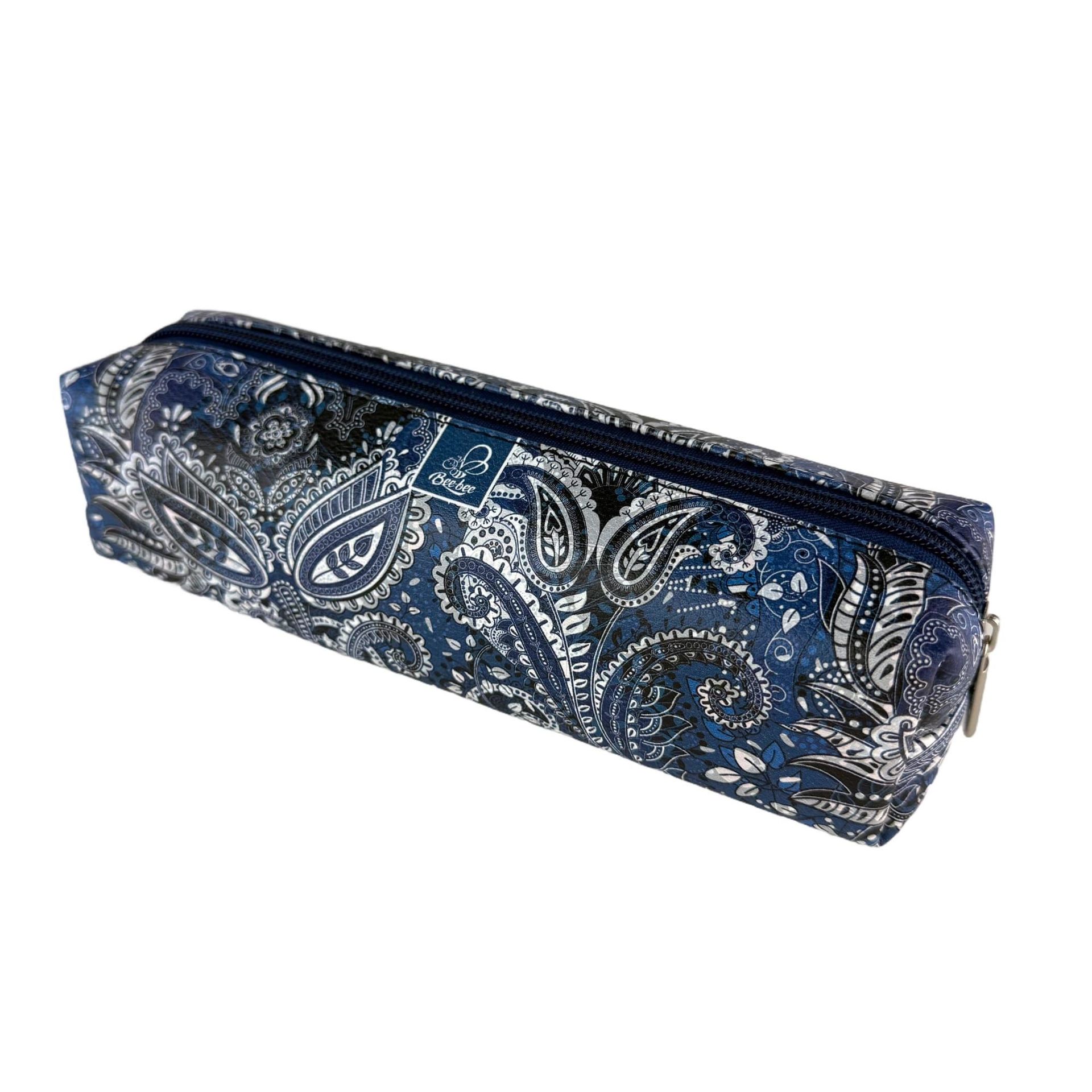 Piórnik szkolny młodzieżowy prostokąt kostka Ornament Blue