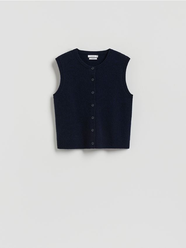 Reserved - Wełniana kamizelka - granatowy