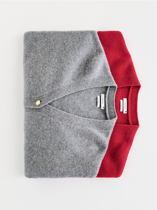 Reserved - Wełniany kardigan - szary