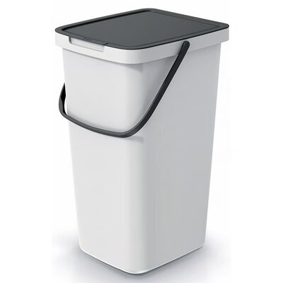 Kosz na śmieci do segregacji KEDEN Systema Q Collect otwierana pokrywa, wygodny uchwyt 25L Szary