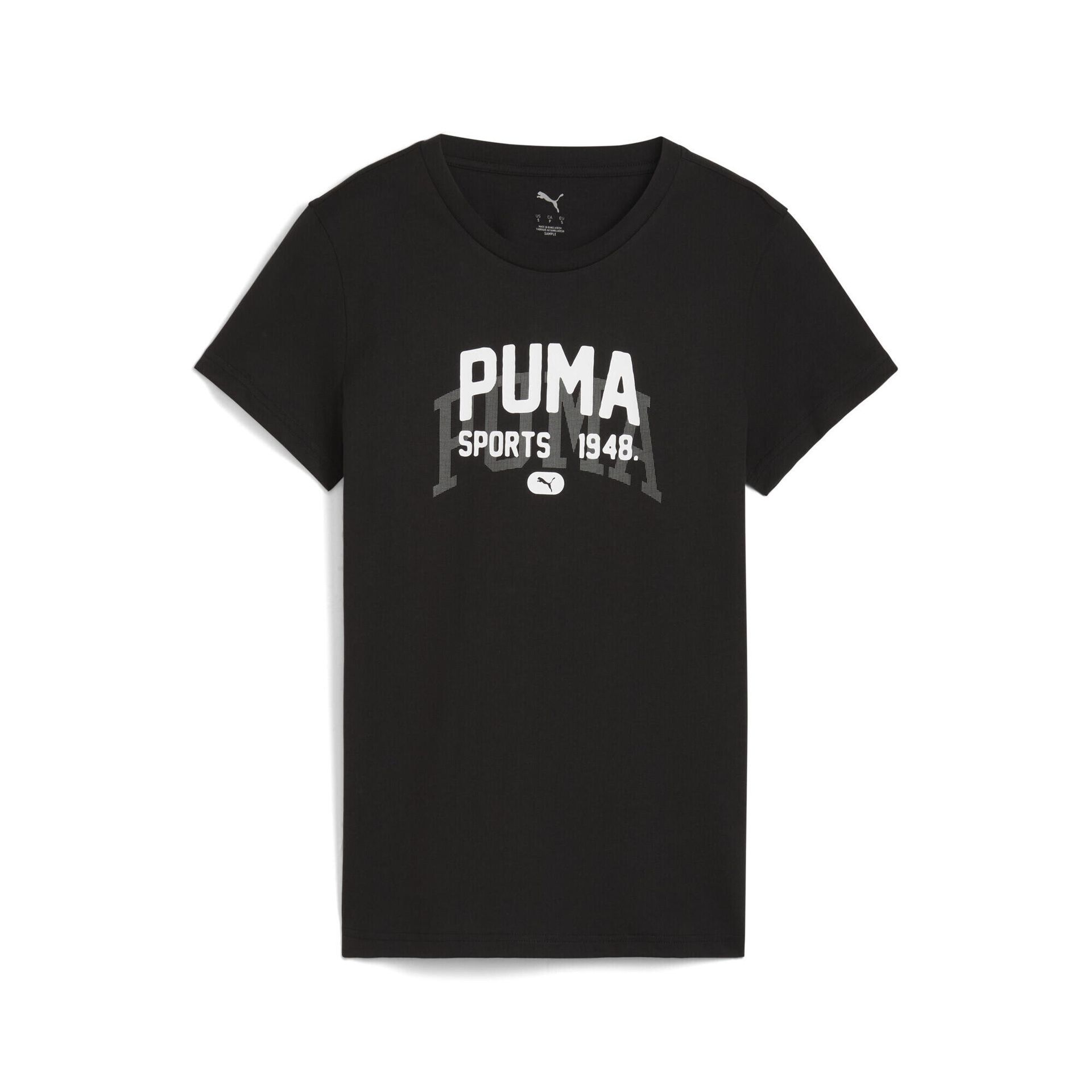 Damska koszulka z grafiką w uniwersyteckim stylu PUMA Black