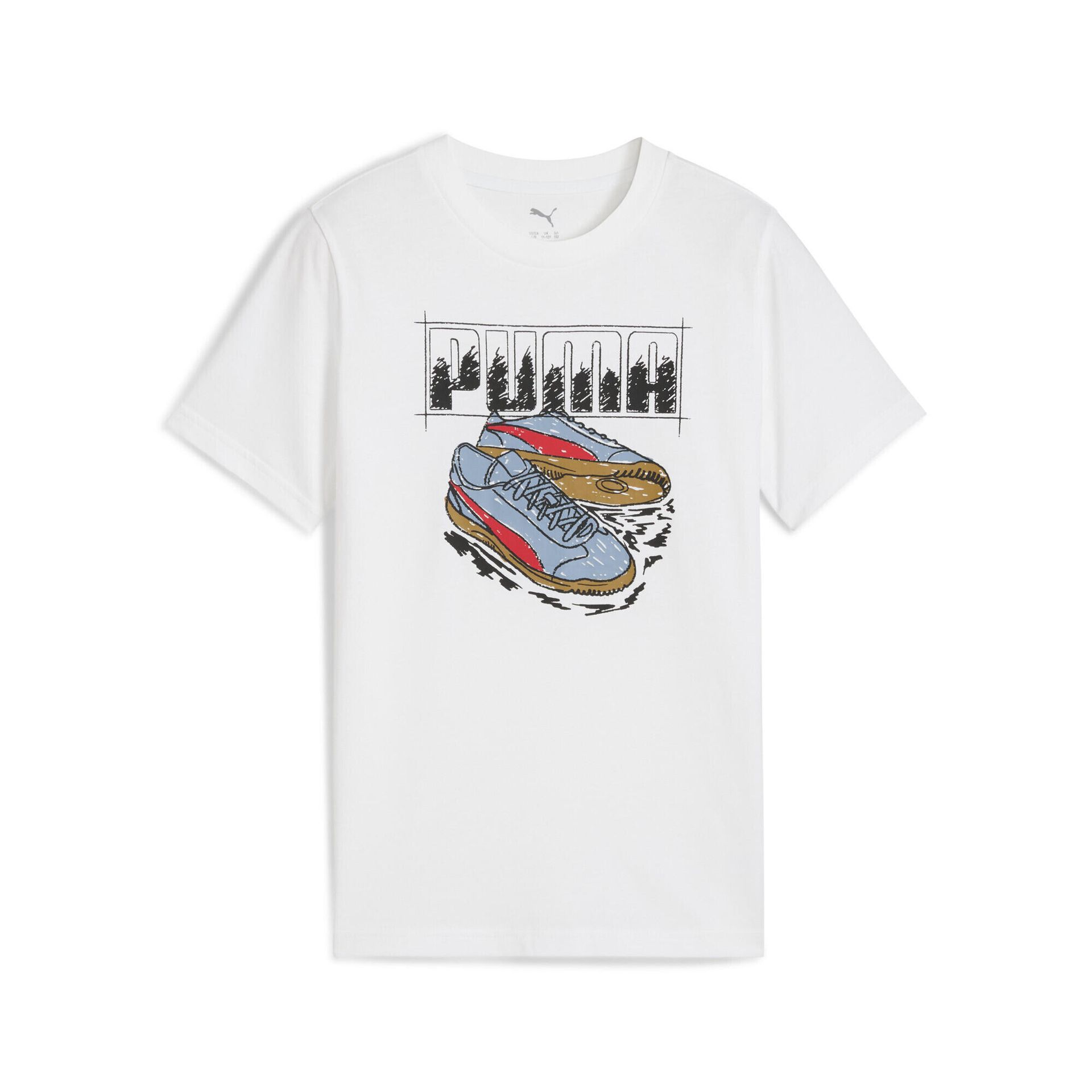 Młodzieżowa koszulka z grafiką sneakersów PUMA White