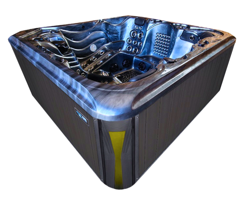 HYDROSAN - Wanna SPA Jacuzzi ogrodowe z hydromasażem 5-osobowa 220x220 cm NIEBIESKA FALA OCEANU OBUDOWA ANTRACYT SPA560