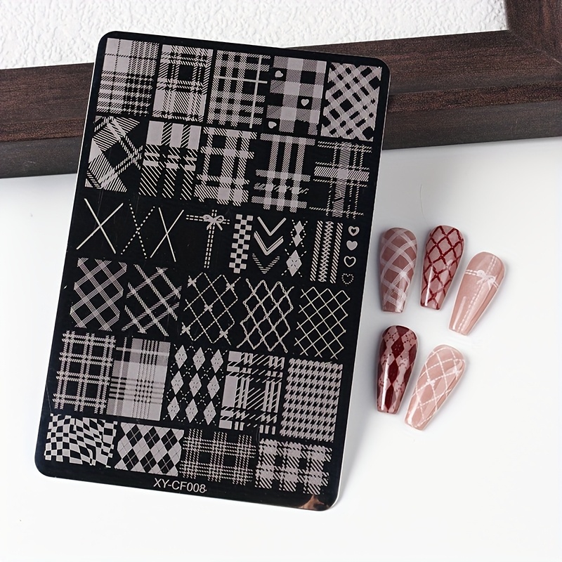 TEMU Stalowe Szablony do Nail Art - Wzory Kwiatowe, Geometryczne i oraz Kokardy dla Manicure & Pedicure DIY - Japońskie i Koreańskie Narzędzia