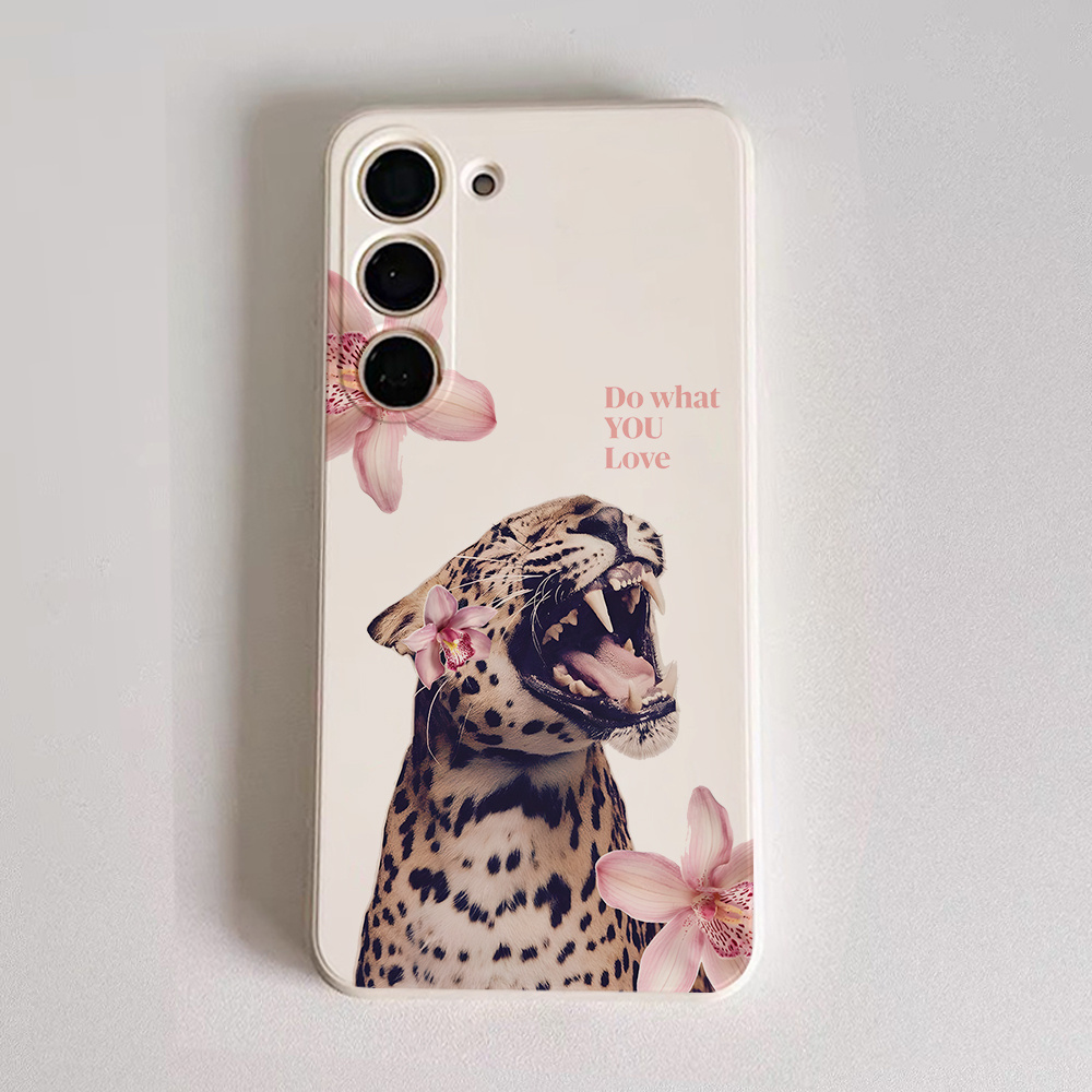 TEMU Leopard Różowe Kwitnące Kwiaty Unikalny Elegancki Etui na Telefon dla for Samsung Galaxy S22/S22+/S22 Ultra/S23/S23+/S23 FE/S23 Ultra/S24/S24