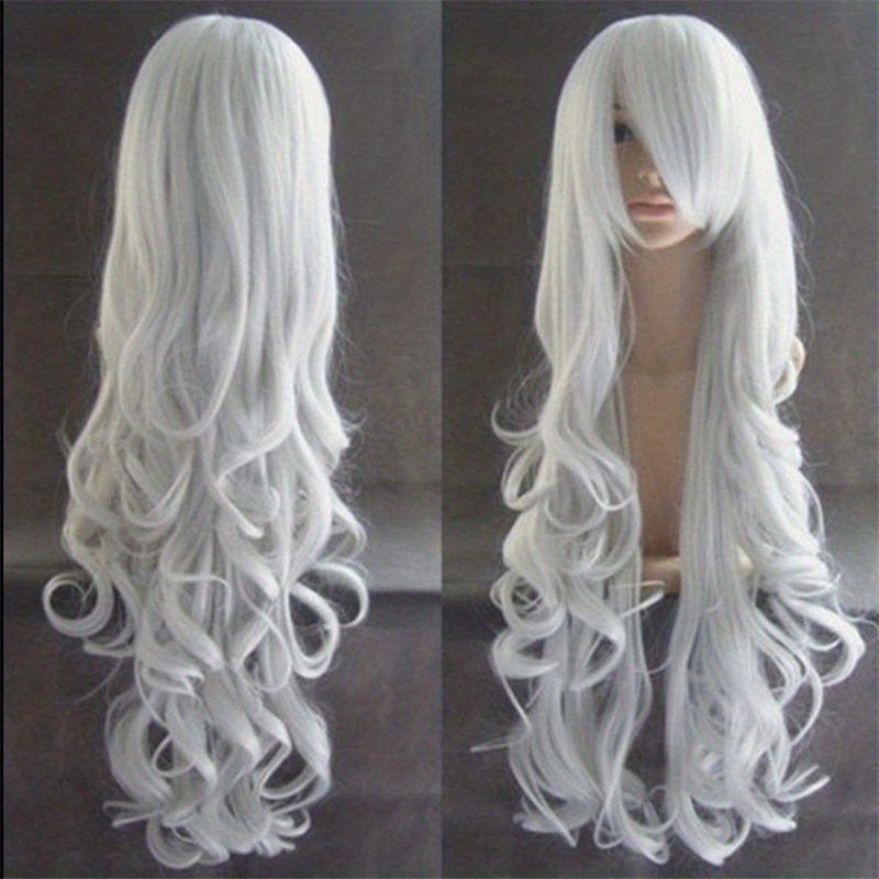 TEMU Europejskie i amerykańskie popularne peruki handlowe, 80CM kolorowe peruki cosplay anime, styl harajuku, wielokolorowe długie kręcone peruki,