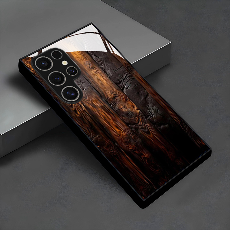 TEMU Brązowa etui na telefon z teksturowanym wzorem szklane dla for Samsung Galaxy S25/S25 Plus/S25 Ultra/S24/S24 FE/S24 Plus/S24 Ultra/S23+/S23