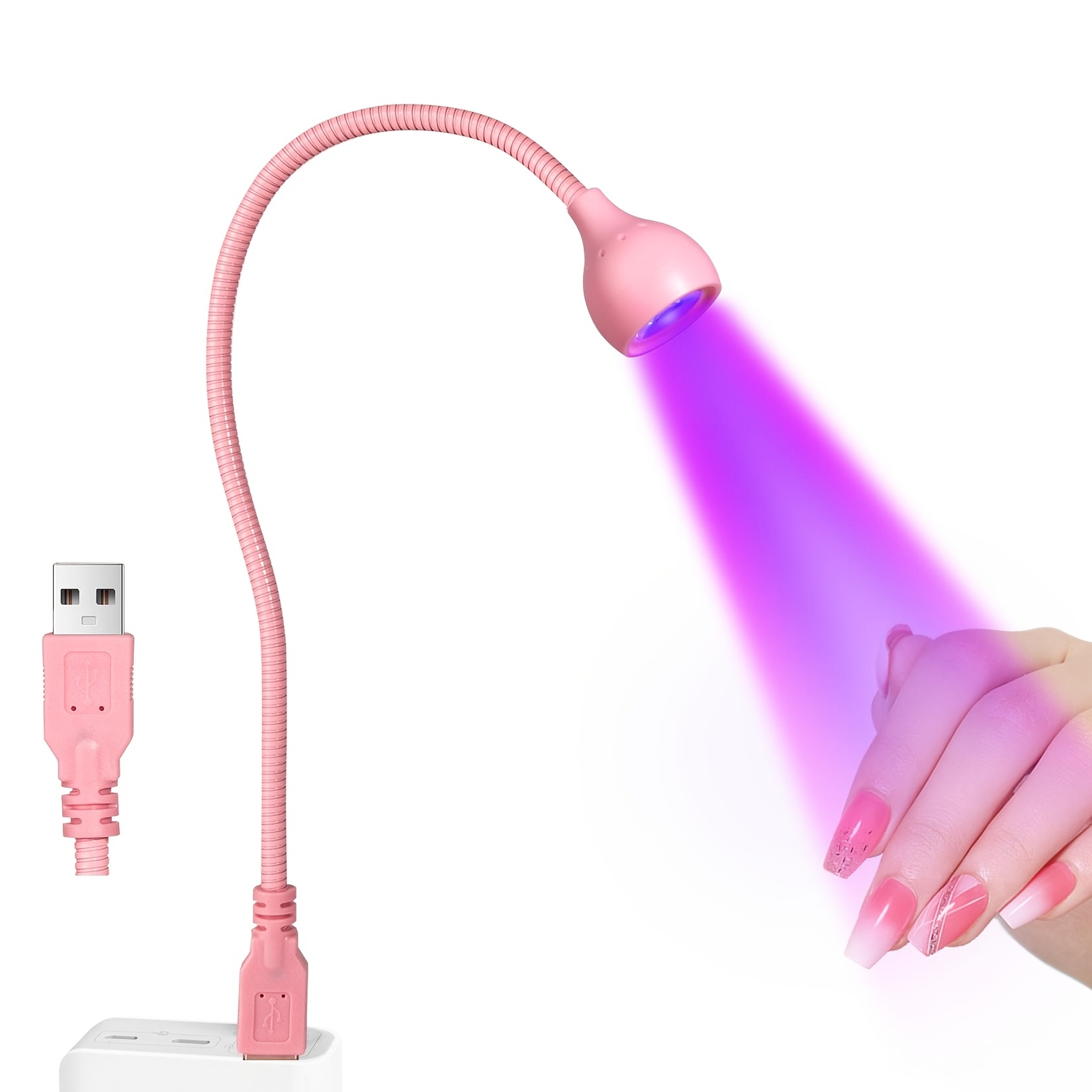 TEMU Lampa LED do paznokci, 3W przenośna lampa LED do paznokci w kształcie szyi kaczki, suszarka, żel do paznokci, światło do utwardzania żelu z