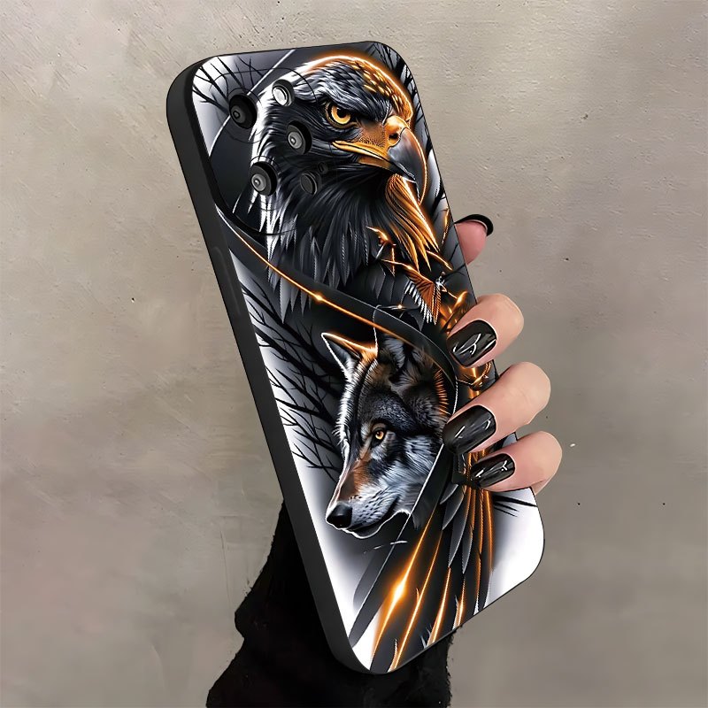 TEMU Etui na telefon - Eagle Wolf oferuje kreatywne, wzorzyste etui ochronne pasujące do różnych modeli Apple iPhone, w tym 11, 12, 13, 14, 15, 16