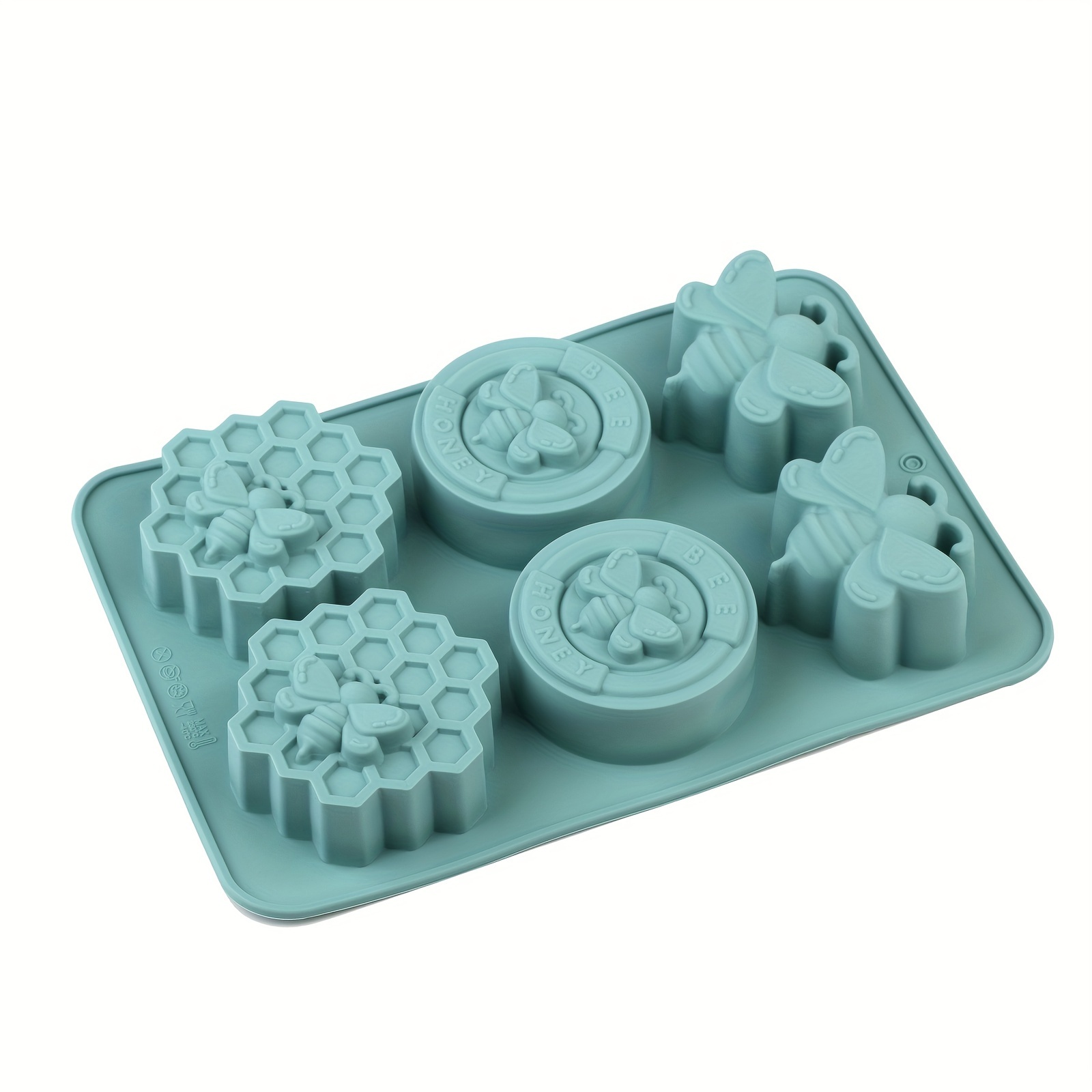 TEMU Forma silikonowa z motywem pszczół do mydła, wosku i deserów - Uroczy 3D wzór o strukturze plastra miodu w kolorach różowym/niebieskim/żółtym,