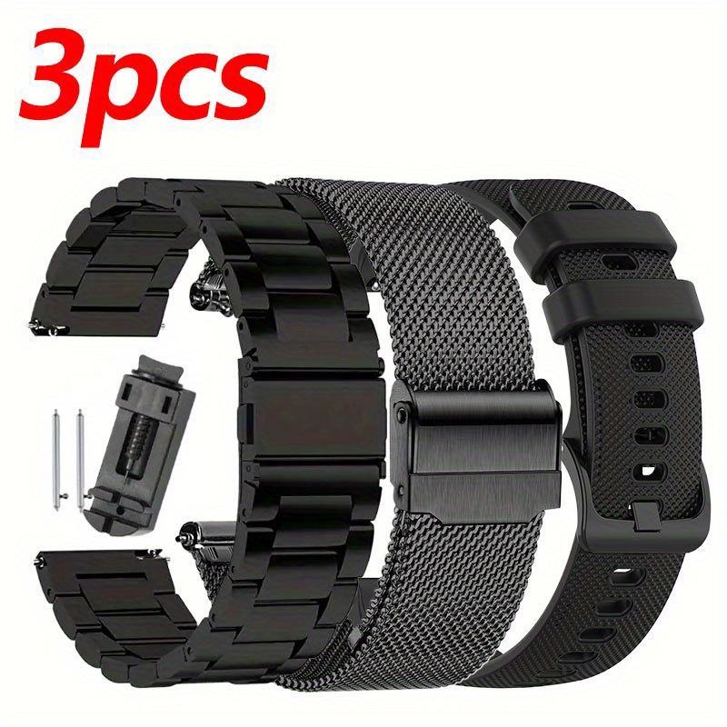 TEMU 3 szt. Pasek do smartwatcha, odpowiedni do 20mm 22mm stalowego paska Milanese dla smartwatchów Huawei, , , Xiaomi, Fossil, Honor, męski i damski