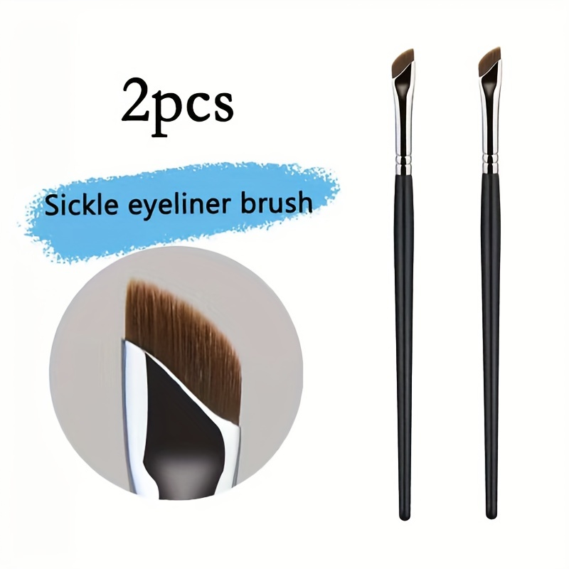 TEMU 1/2/3/5 Sztuk Sierpowy Pędzel Do Eyelinera Ostrze Nóża Pędzel Do Makijażu Pędzel Do Eyelinera W Płynie Ultra Cienki Cienki Pędzel Do Brwi Z