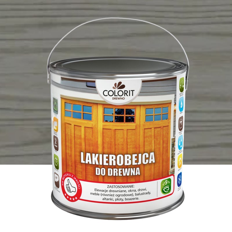 Lakierobejca do drewna szary 2.5 l Colorit