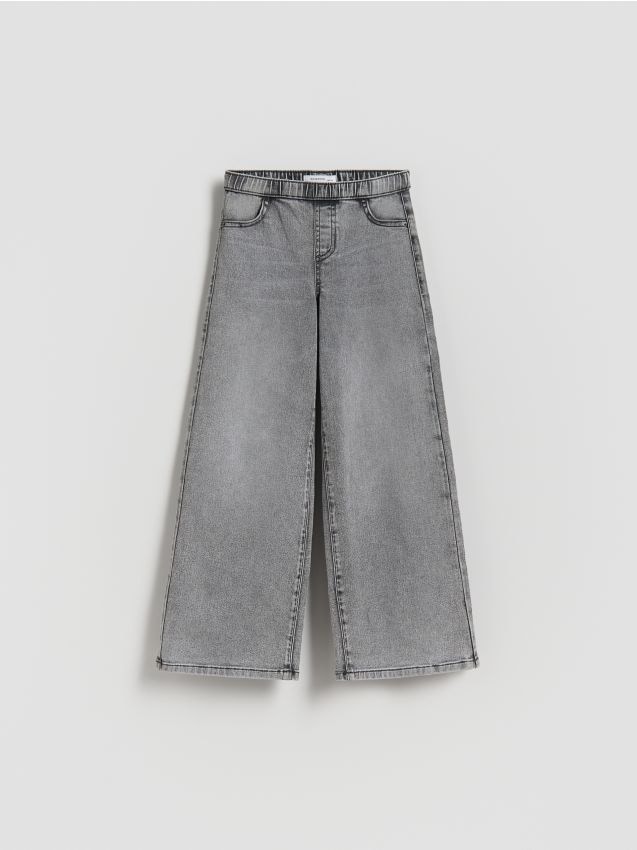 Reserved - Elastyczne jeansy wide leg - szary