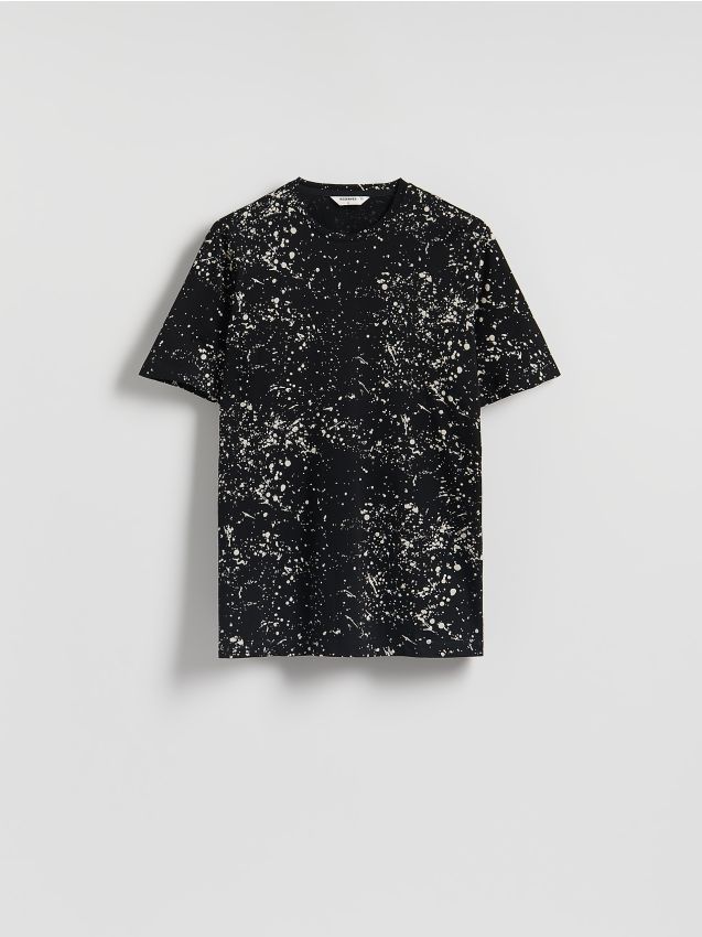 Reserved - T-shirt regular z nadrukiem allover - ciemnoszary