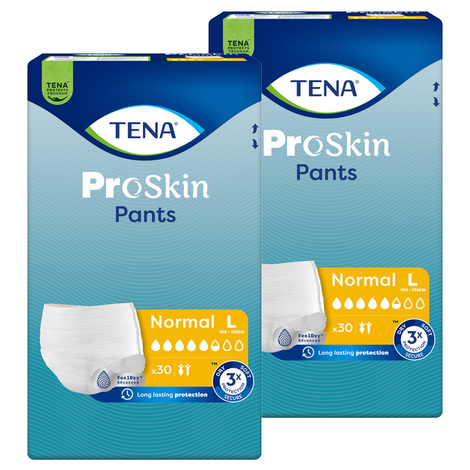 Zestaw Tena Pants ProSkin, majtki chłonne, rozmiar L, 100-135 cm, Normal, 2 x 30 sztuk