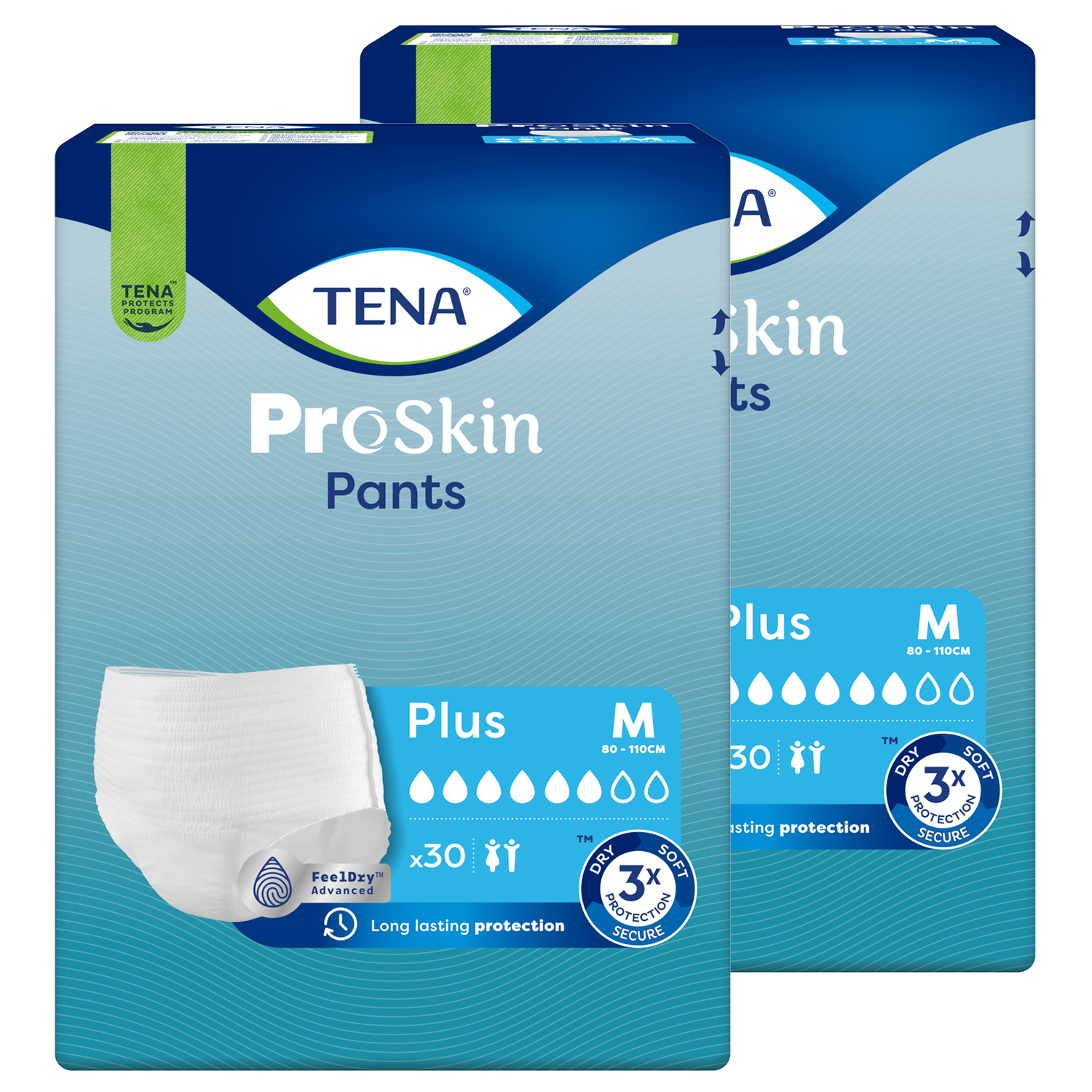 Zestaw Tena Pants ProSkin, majtki chłonne, rozmiar M, 80-110 cm, Plus, 2 x 30 sztuk