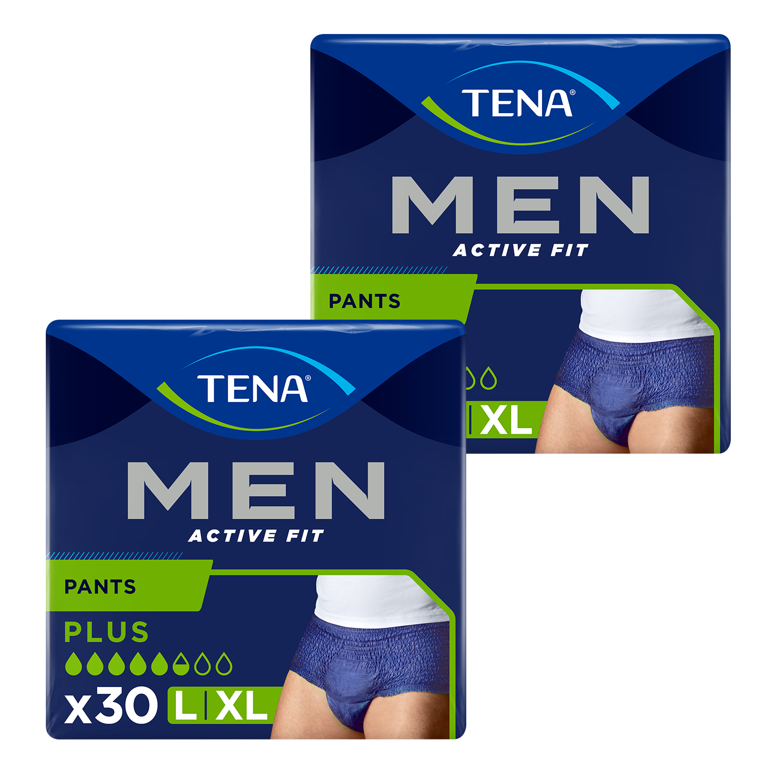 Zestaw Tena Men Active Fit Pants, majtki chłonne, rozmiar L/XL, 95-130 cm, Plus, 2 x 30 sztuk