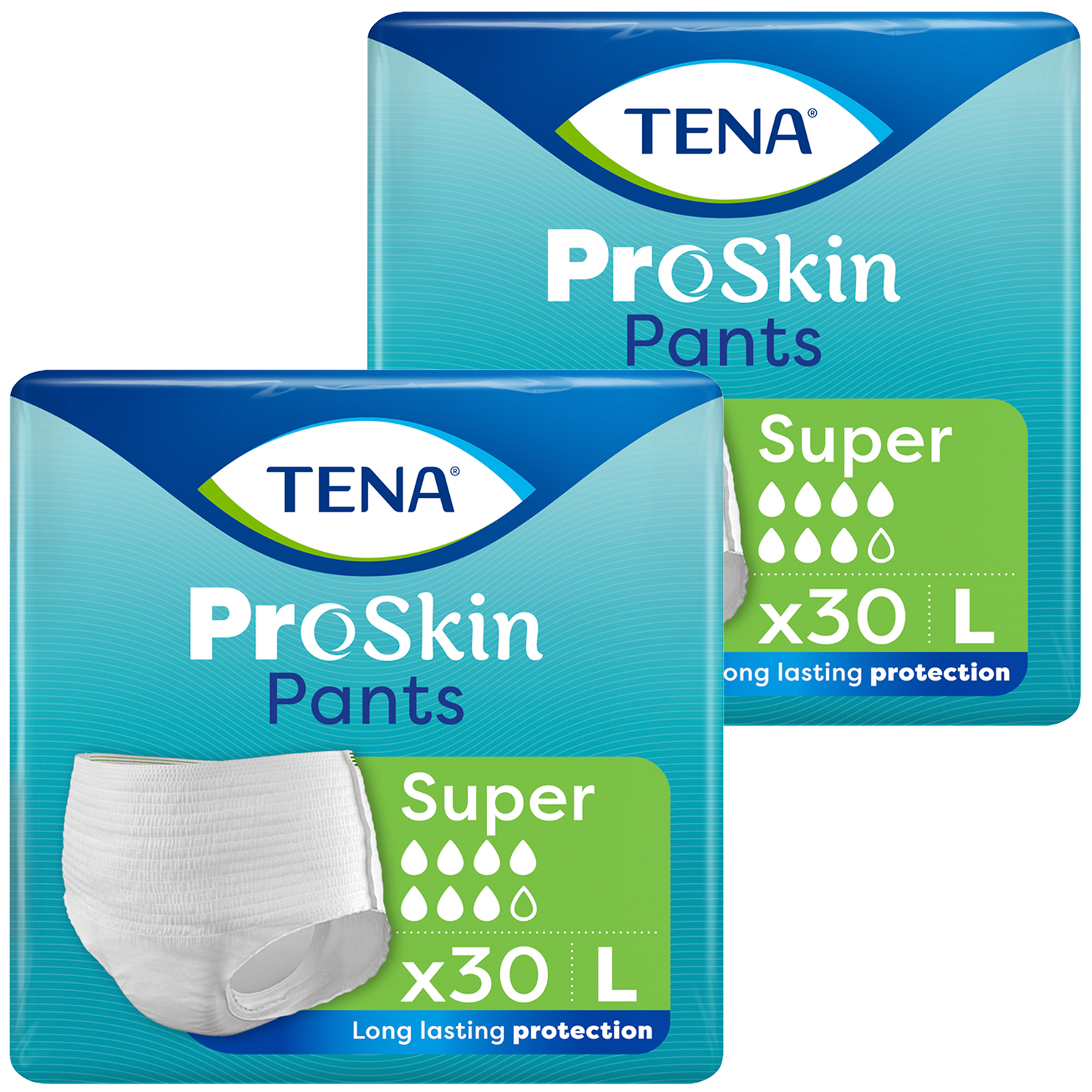 Zestaw Tena Pants Proskin, majtki chłonne, rozmiar L, 100-135 cm, Super, 2 x 30 sztuk
