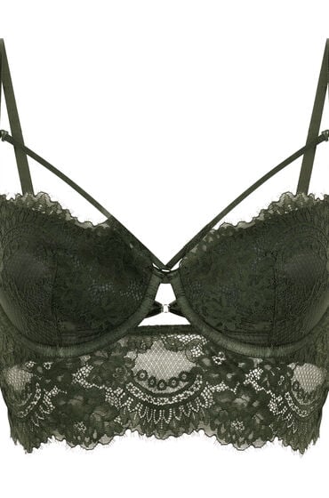 Hunkemöller Usztywniony długi biustonosz Amara z fiszbinami Zielony
