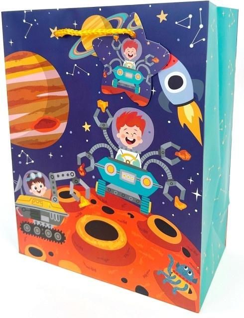 Torebka ozdobna matowa 18x23x10cm Astronauta - artykuł papierniczy