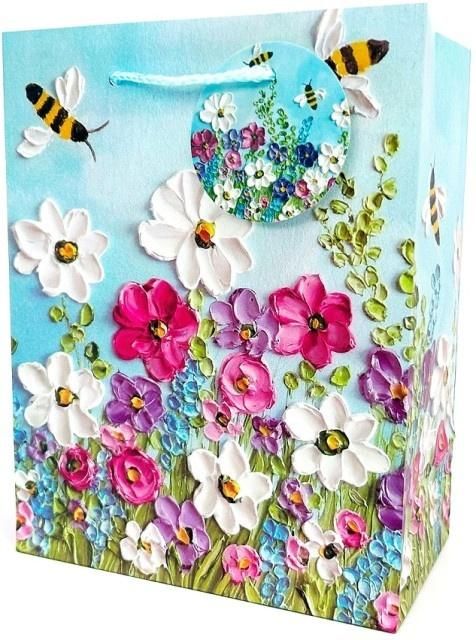 Torebka ozdobna matowa 18x23x10cm Pszczoły - artykuł papierniczy