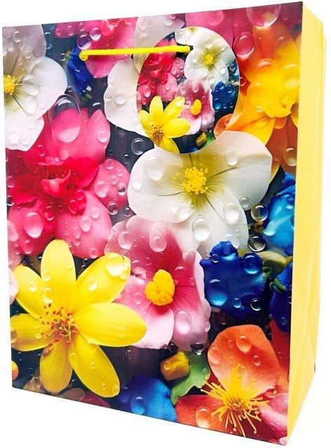 Torebka ozdobna matowa 18x23x10cm Kwiaty - artykuł papierniczy