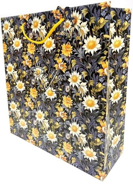 Torebka ozdobna matowa 35x37x12cm Kwiaty - artykuł papierniczy