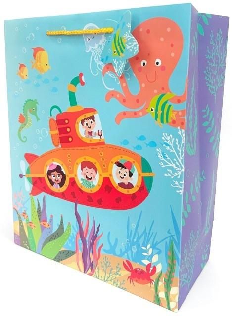 Torebka ozdobna matowa 26x32x12cm Łódź podwodna - artykuł papierniczy