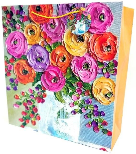 Torebka ozdobna matowa 35x37x12cm Pszczoły - artykuł papierniczy