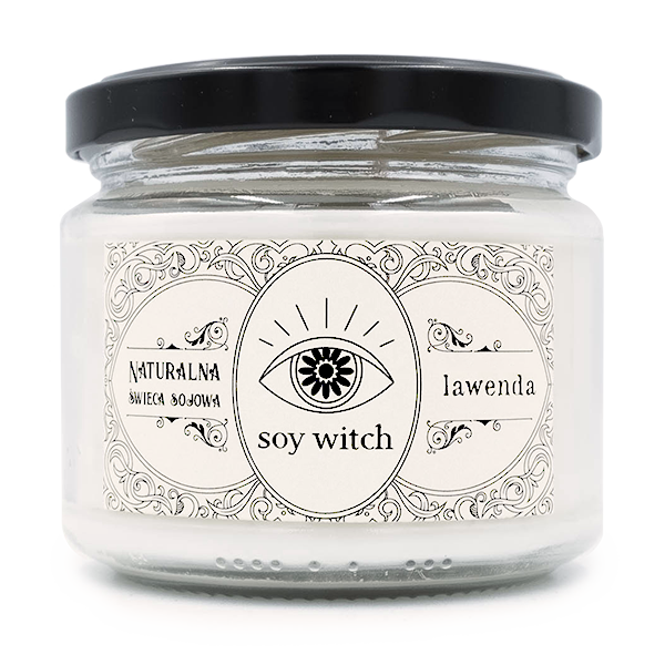 Szklana wegańska Świeczka sojowa zapachowa Lawenda Soy Witch Relaksująca