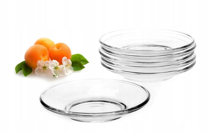 Zestaw Glasmark Spodek Szklany 10 cm Okrągły 6 sztuk Talerzyk Deserowy mały