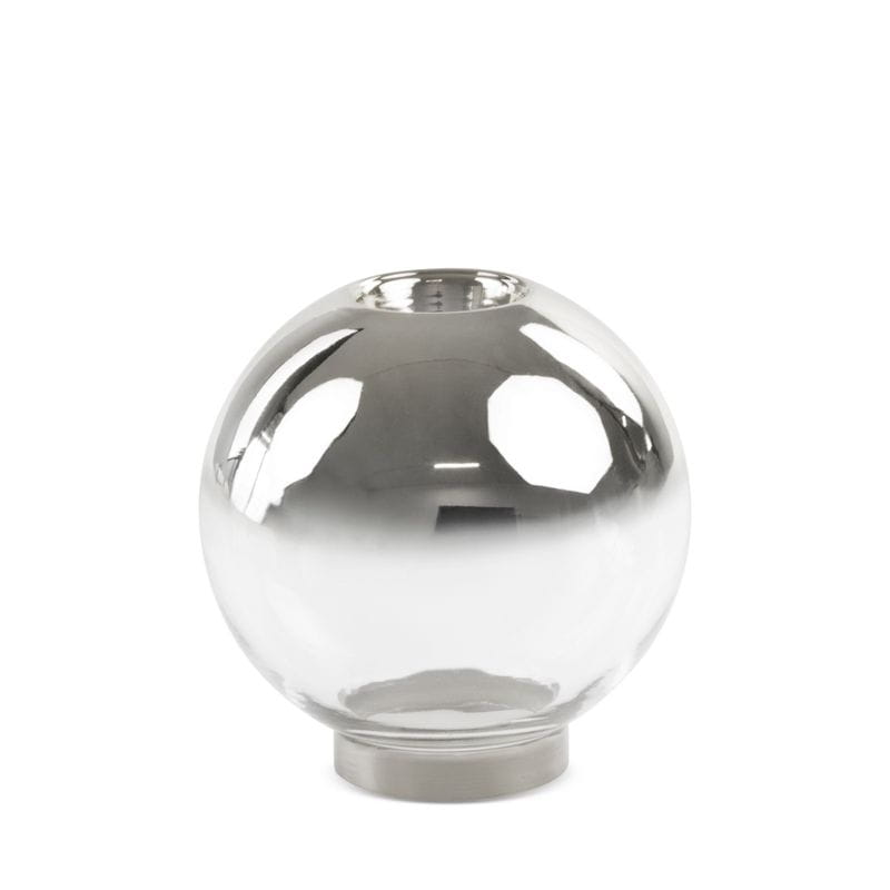 SZKLANY ŚWIECZNIK MAŁY KULA 10X10 CM SREBRNY