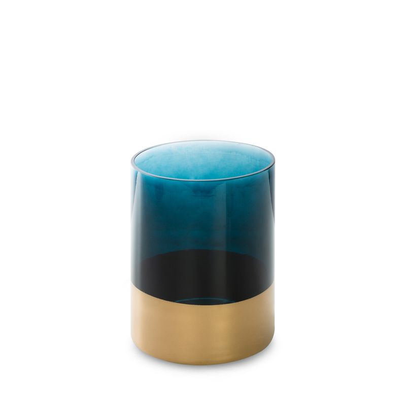 ŚWIECZNIK OZDOBNY SZKŁO 15X20 TURKUS ZŁOTY